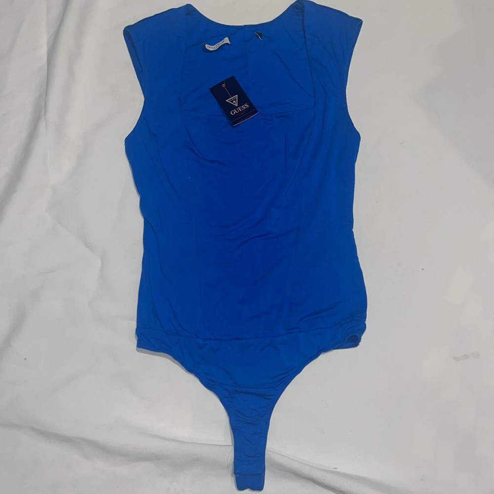 New Guess Marciano Alani Stretch Jersey Bodysuit Electric Blue S